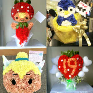 キャラクターをしたスタンド花